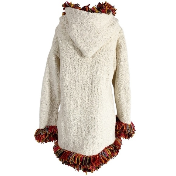World Folk Art Nanaimo Canada Knit Wool Fringe Jacket  Size XL - Picture 4 of 10